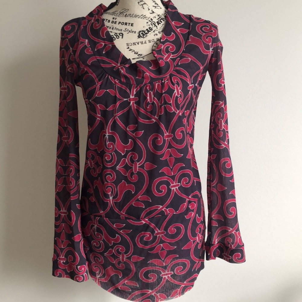 Sweet Pea by Stacy Frati cowl neck mesh top Size Medium